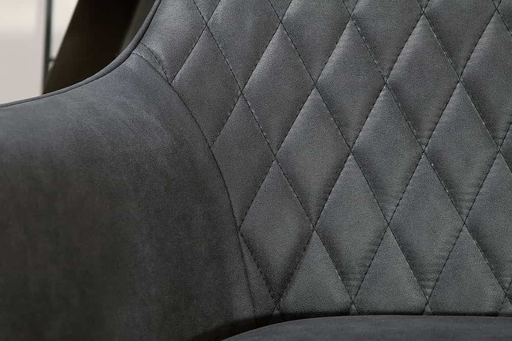 Retro Stuhl PALERMO anthrazit mit Armlehne und Ziersteppung