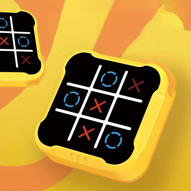 (90x95mm) Elektronisches Tic Tac Toe Spiel Kinder Spielzeug mit Touch Steuerung Drei Gewinnt Reise Lernspiel (Batteriebetrieben) - Schwarz / Gelb