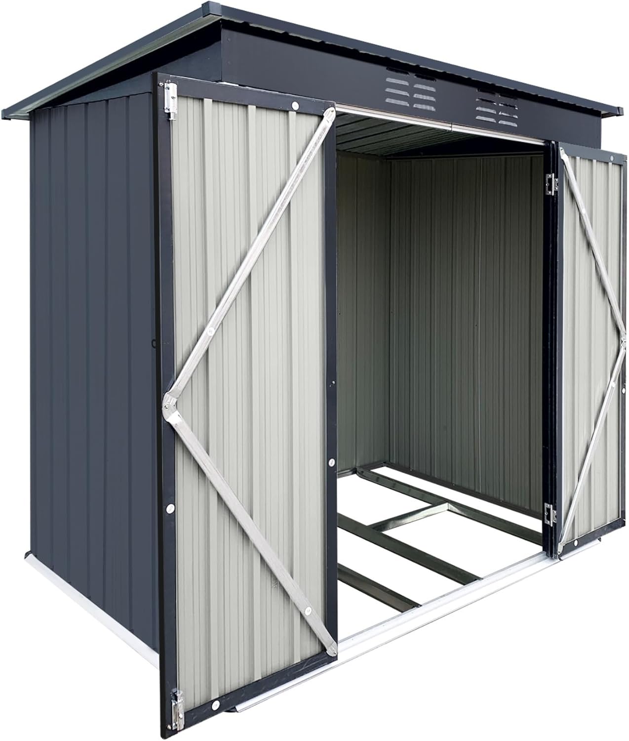 Albatros Profi Gerätehaus L – verzinktes Metall in Anthrazit (RAL 7016) | 190x122x173cm, 3,9m³ | Inkl. Schloss & Werkzeughaken | wetterfester Geräteschuppen, Gartenschrank, Gartenhaus