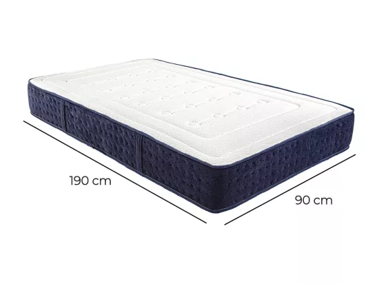 Matelas réversible CAMPA 90x190 cm, en mousse mémoire de forme, indépendance du couchage, mi-ferme, face été/hiver, épaisseur 24 cm