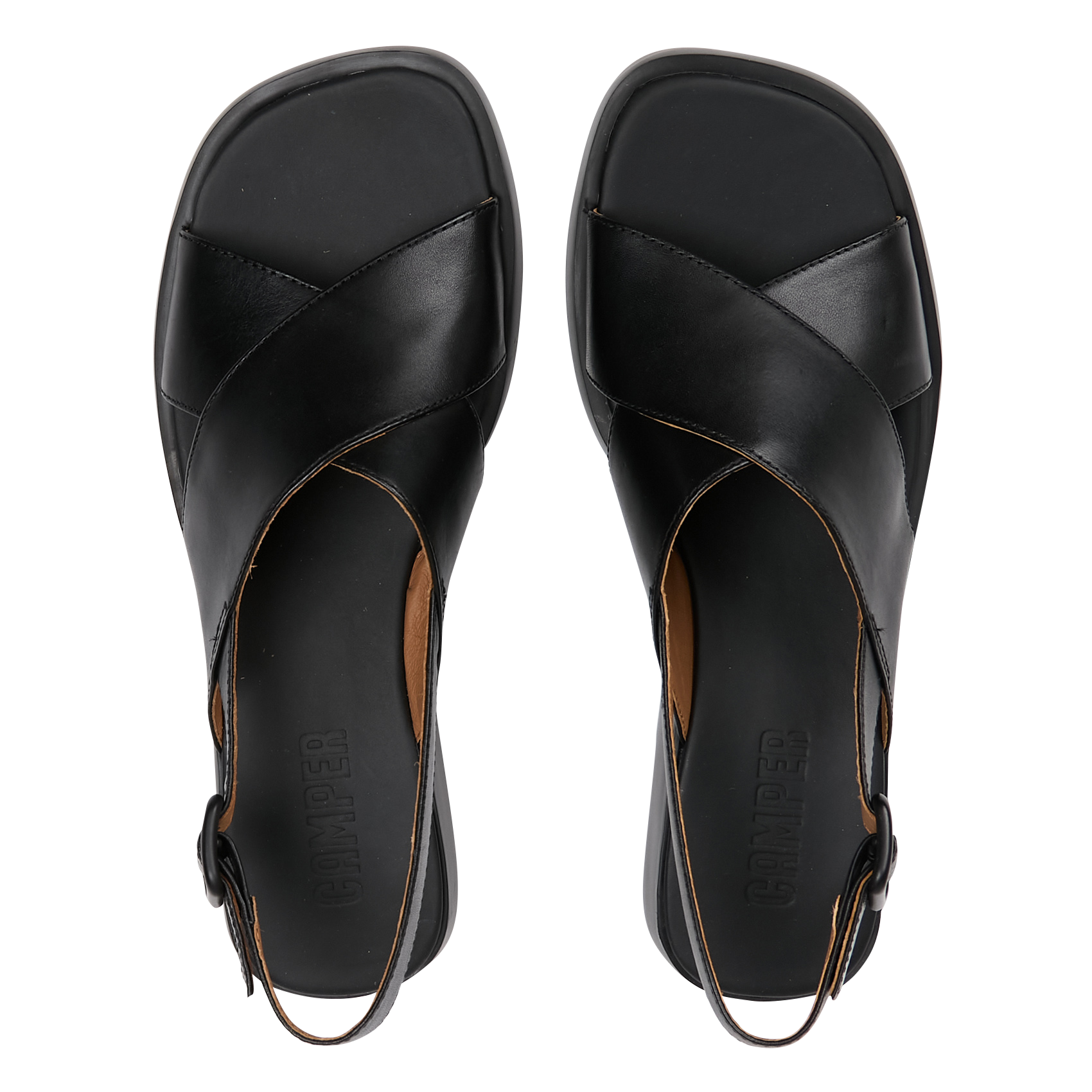 Sandales plates en cuir | Noir