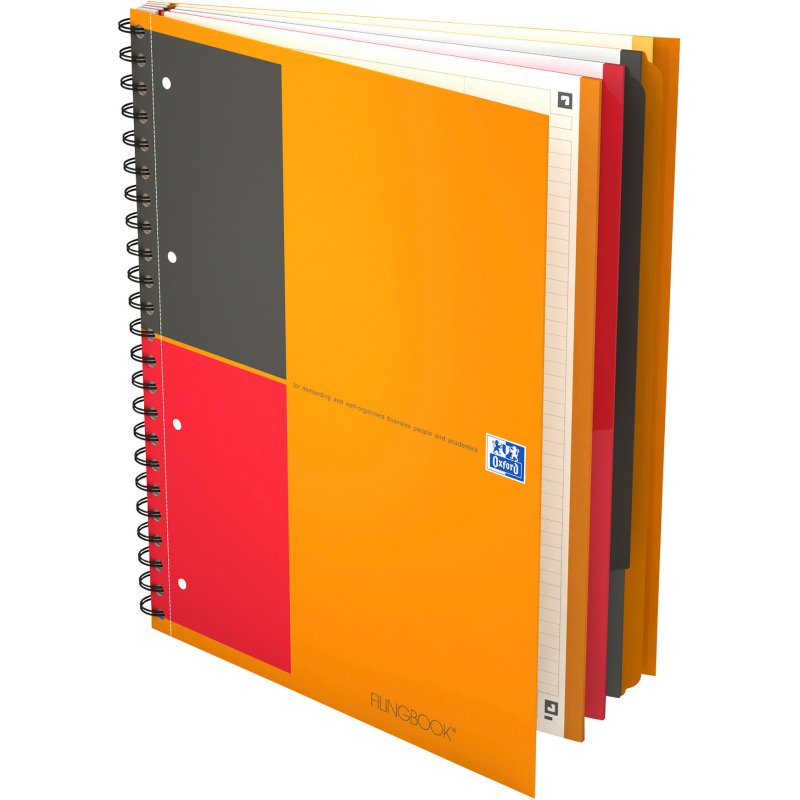 Cahier spirale Filingbook Oxford International A+ 23,3 x 29,8 cm - perforé 4 trous - blanc ligné - 200 pages