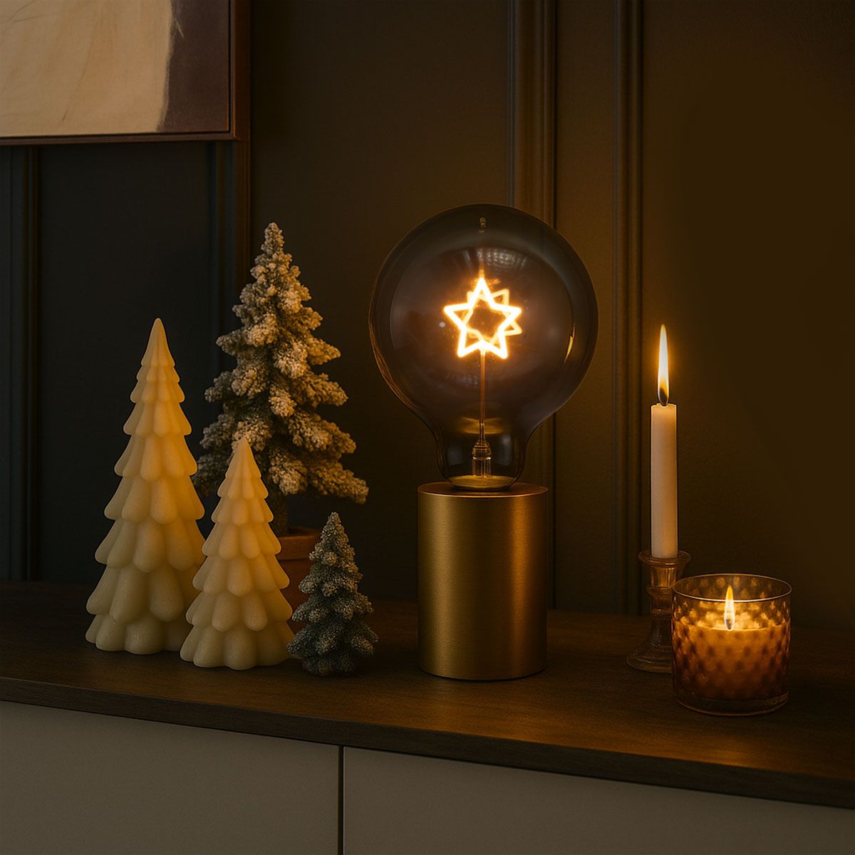 Kerst E27 LED lamp ster filament G95 smoke 1.8W 50 lm 1800K