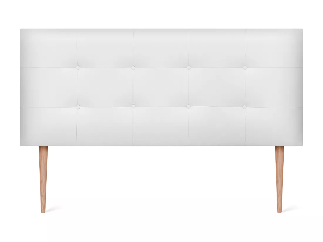 DHOME Tête de Lit en Similicuir Capitonnée 145x115cm avec Pieds Lit 135/140 - Blanc