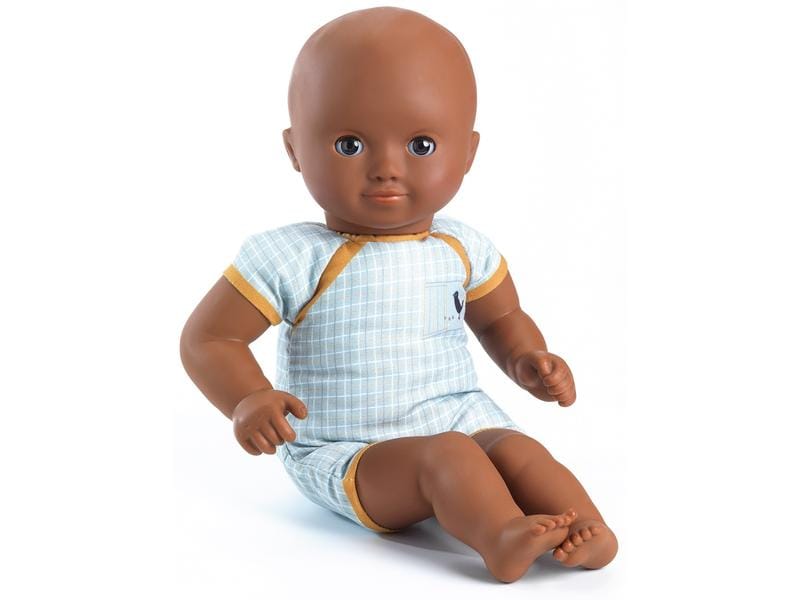 DJECO Puppe Pomea: Mimosa 32 cm Weichkörperpuppe mit schwarzen Schlafaugen
