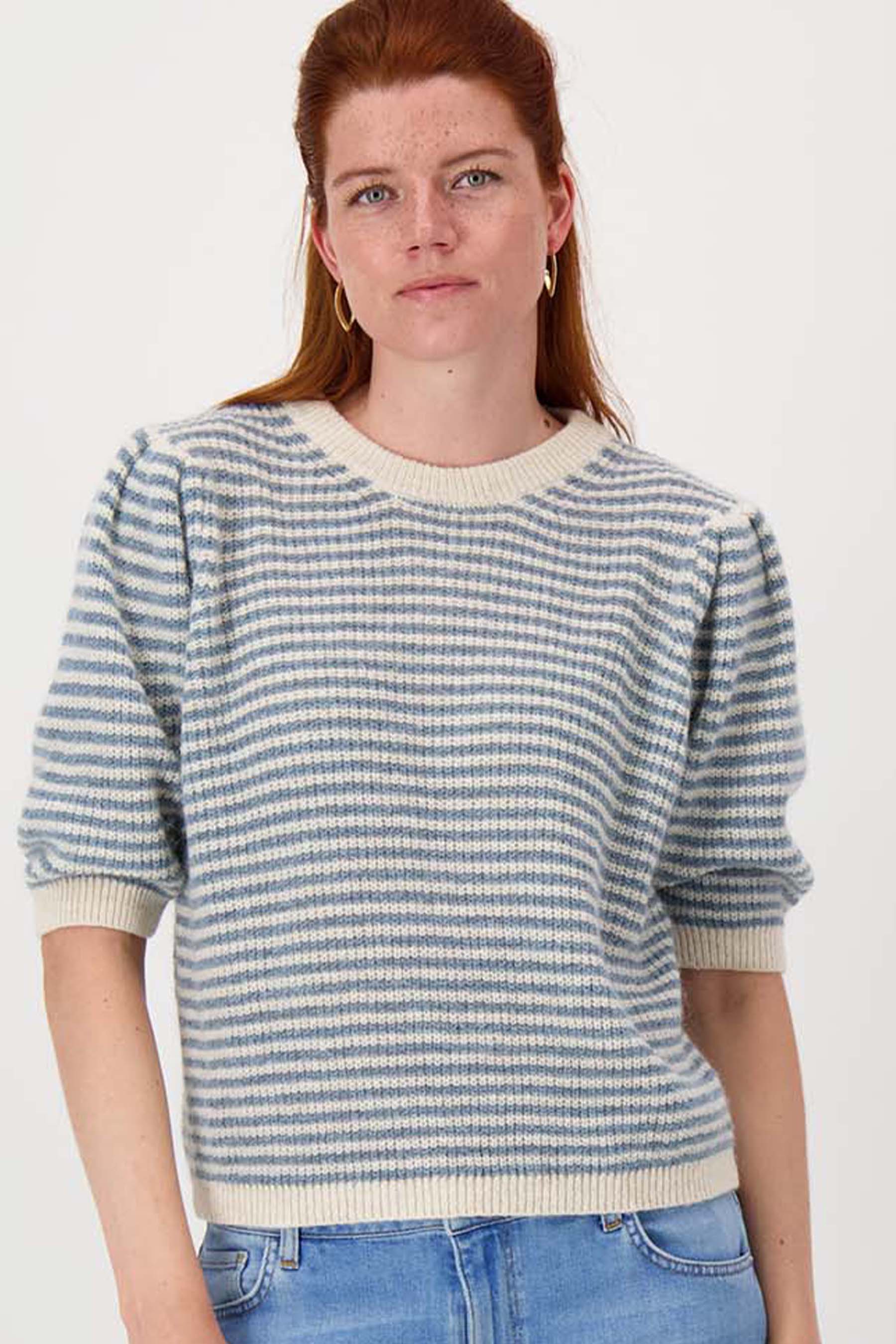 gestreepte trui met contrast ribs