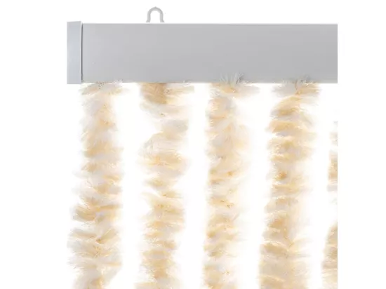 Rideau anti-mouches beige et blanc 90x220 cm chenille