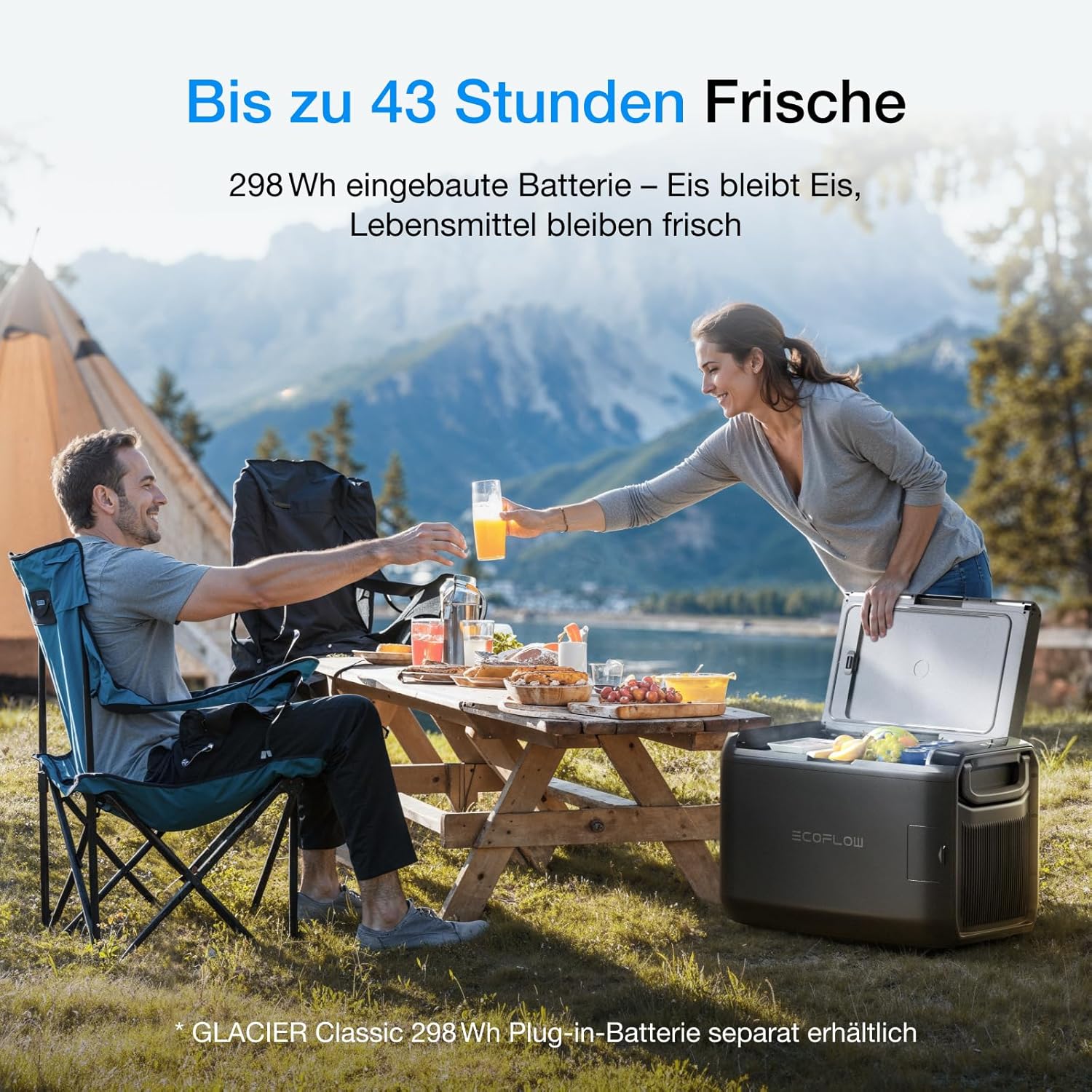 ECOFLOW GLACIER Classic Tragbare Kühlbox 35L, 43 Std. netzunabhängige Kühlung, 25 Min. Schnellgefrierfunktion, AC/DC/Solarenergie, App-Steuerung, Mini-Kühlschrank für Camping, Roadtrips und Angeln