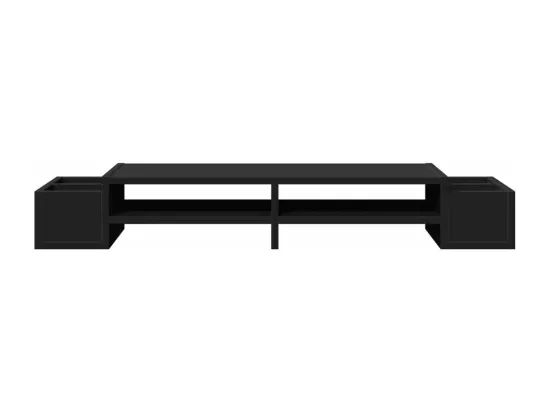 Support de moniteur avec rangement noir bois d'ingénierie