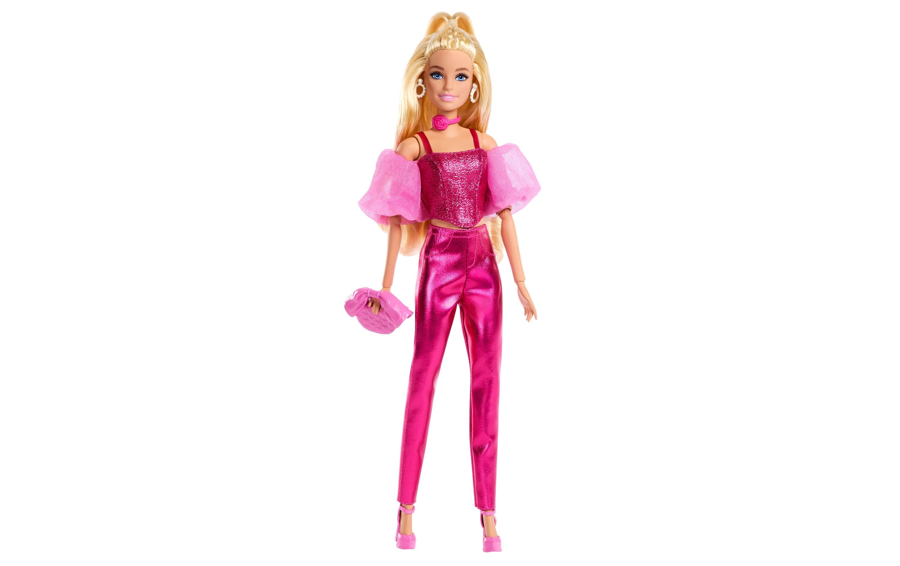 Puppe Deluxe Style Pink CorsetStyle-Modepuppe in rosafarbenem Metallic-Outfit mit Korsett-Top und Accessoires