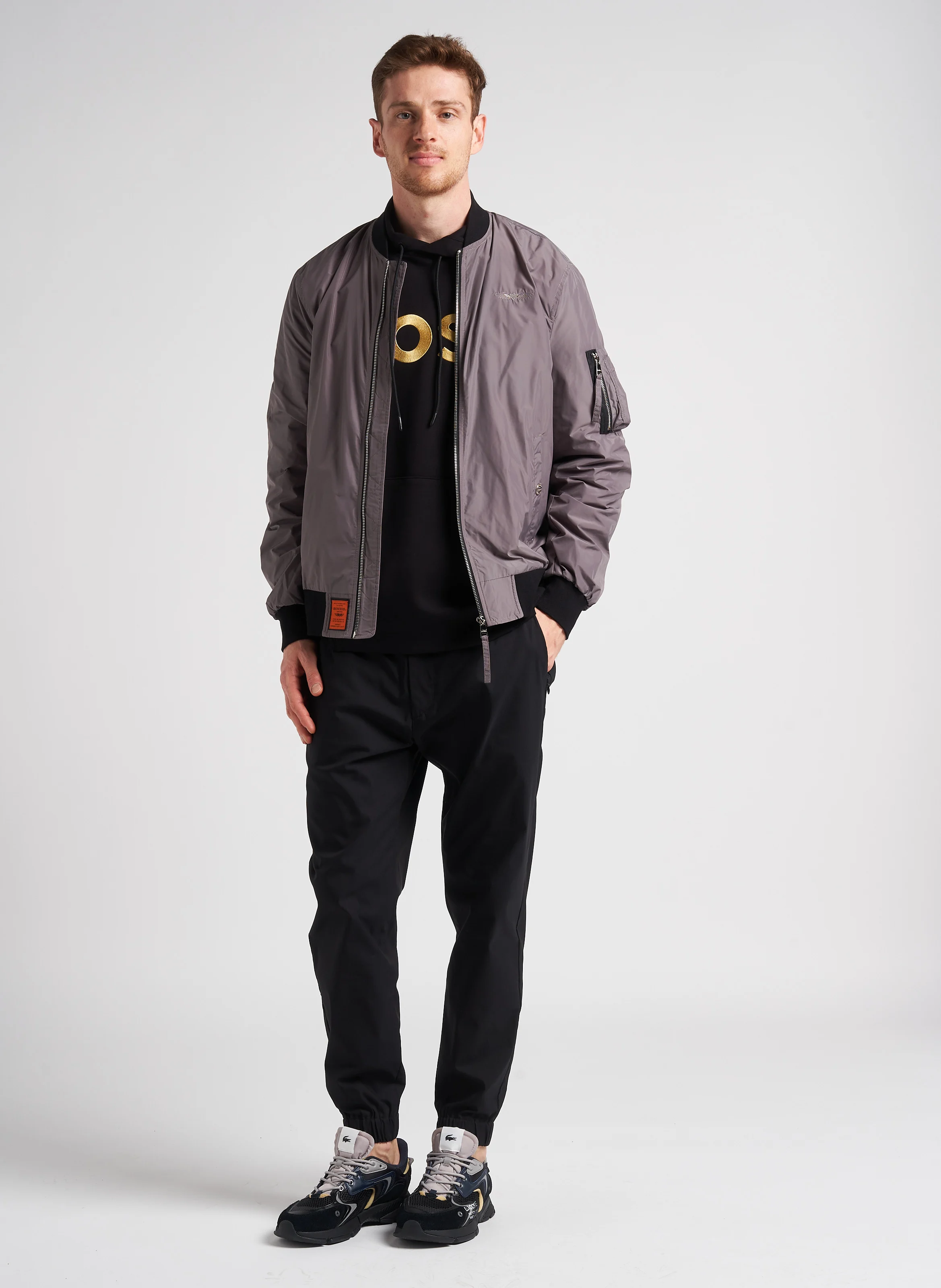 MA1 - Bomber col teddy regular-fit zippé | Gris