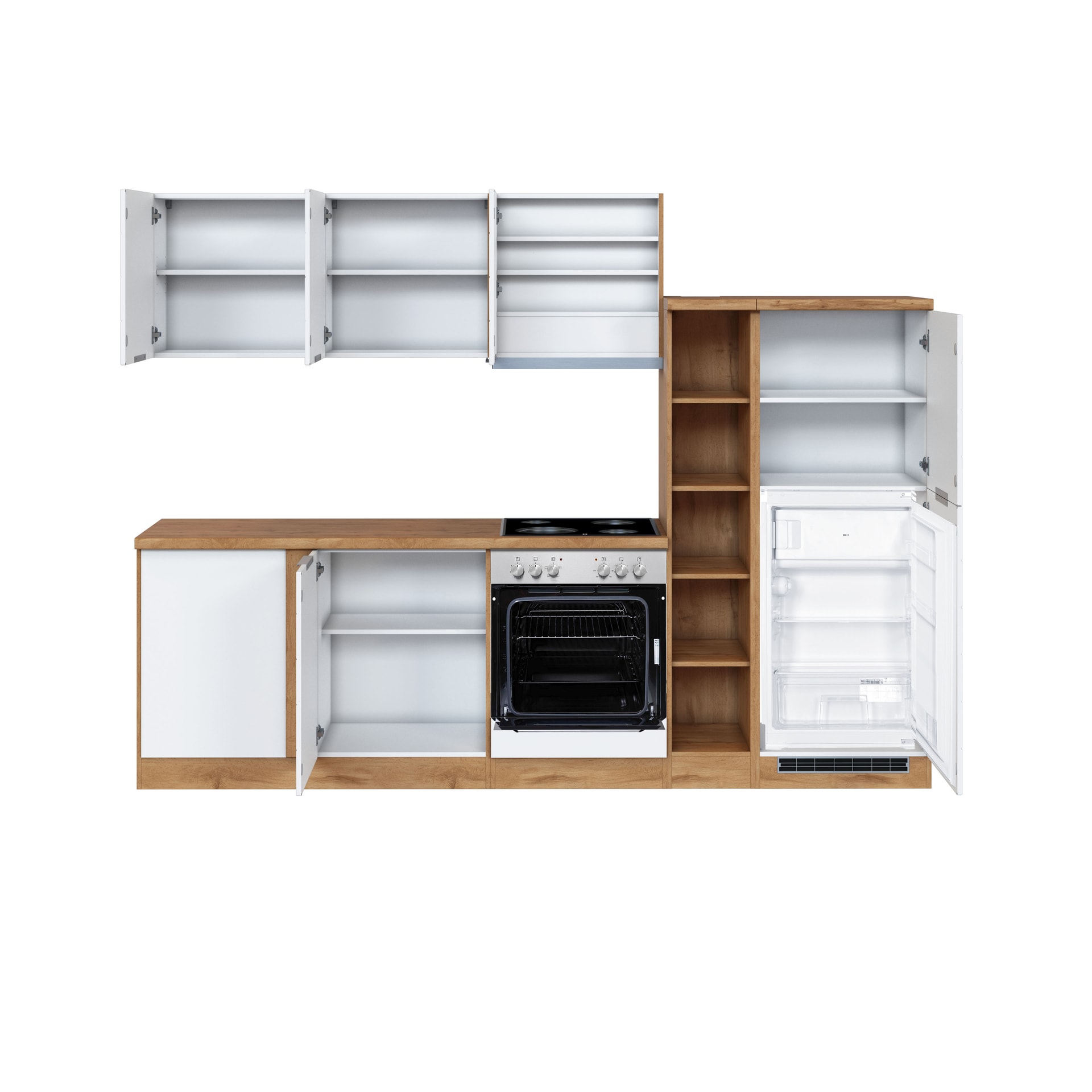 Winkelzeile Kopenhagen Front MDF Matt-Weiß ca. 240/270 x 200 x 60 cm