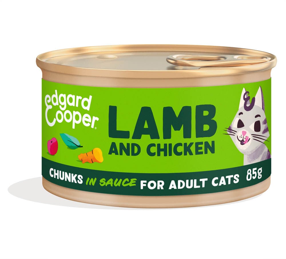 Edgard & Cooper Stukjes in saus - Kattenvoer - 85 Gram - kip, lam
