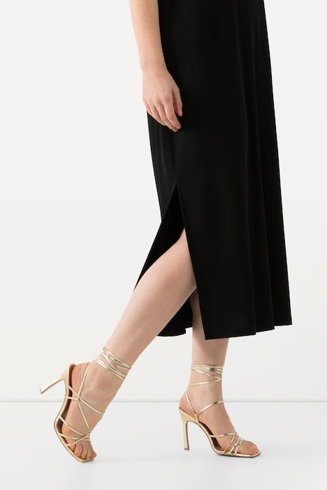 Slinky-Midikleid, A-Linie, V-Ausschnitt, ärmellos