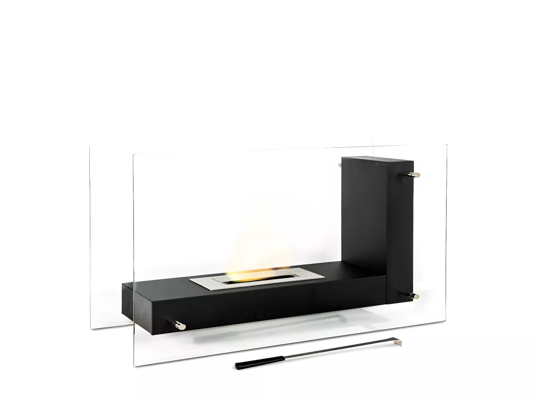 Bio-cheminée au sol design bioéthanol noir 80 x 31 xh 60 cm