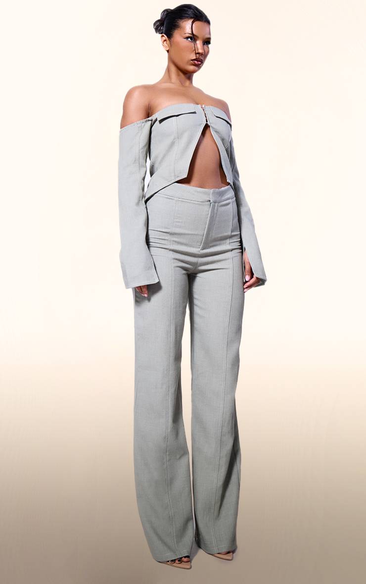 Vert Sauge Top Corset À Coutures Contrastées Label Plt