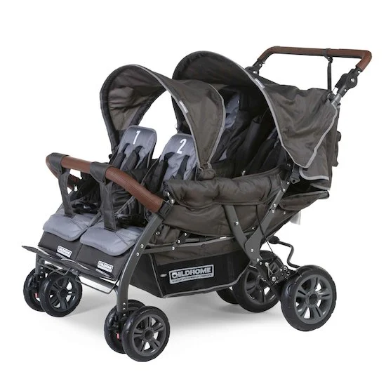 Poussette Quadruple avec frein auto + housse de pluie + pare-soleil   New Anthracite        de               Childhome