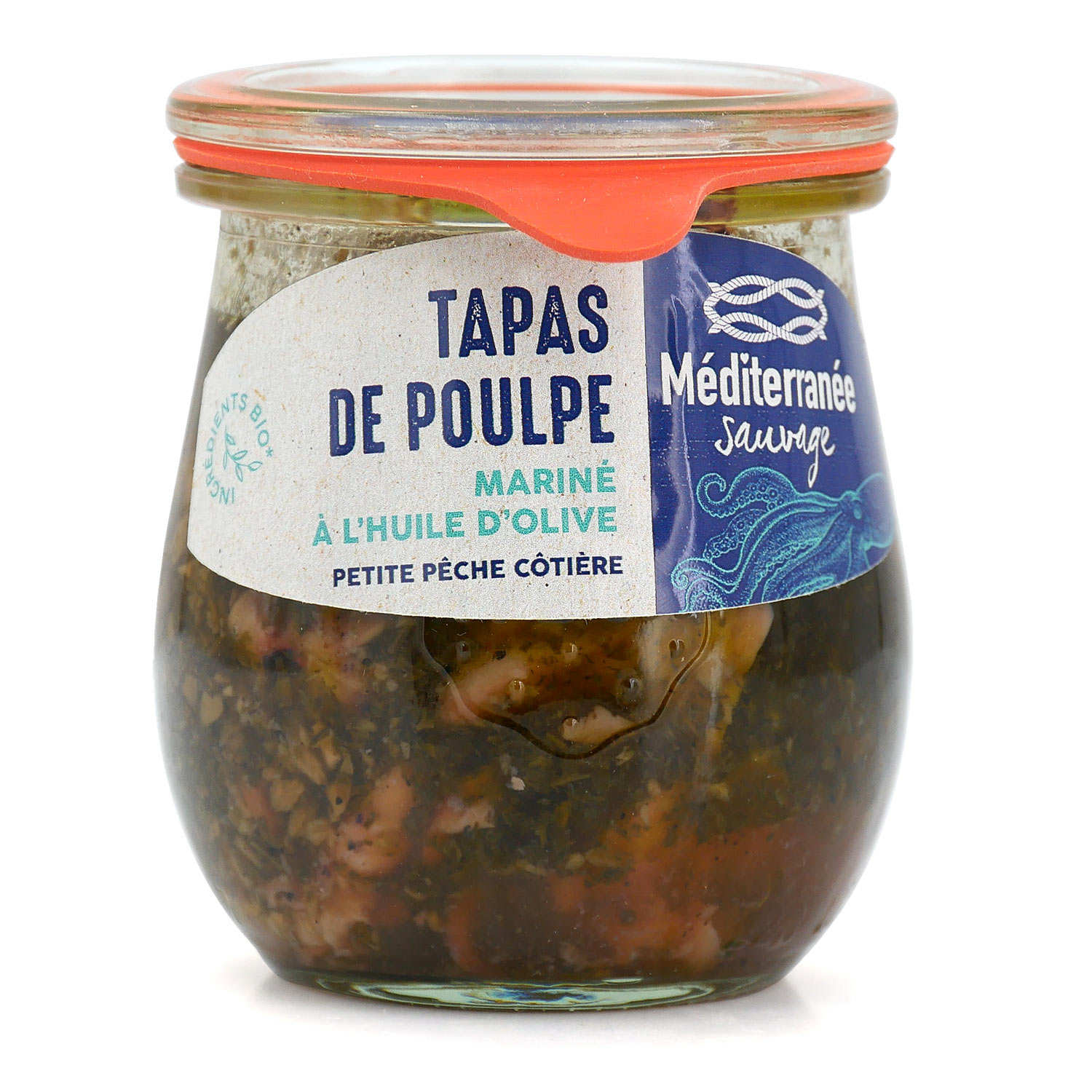 Tapas de poulpe mariné à l'huile d'olive bio