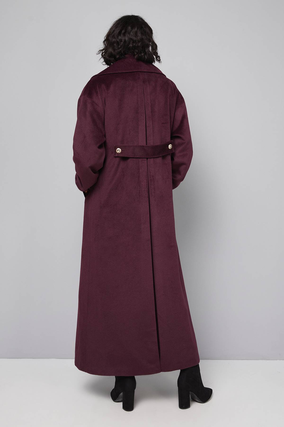 Wallis Manteau Maxi à Col Détaillé et Poignets Élastiques
