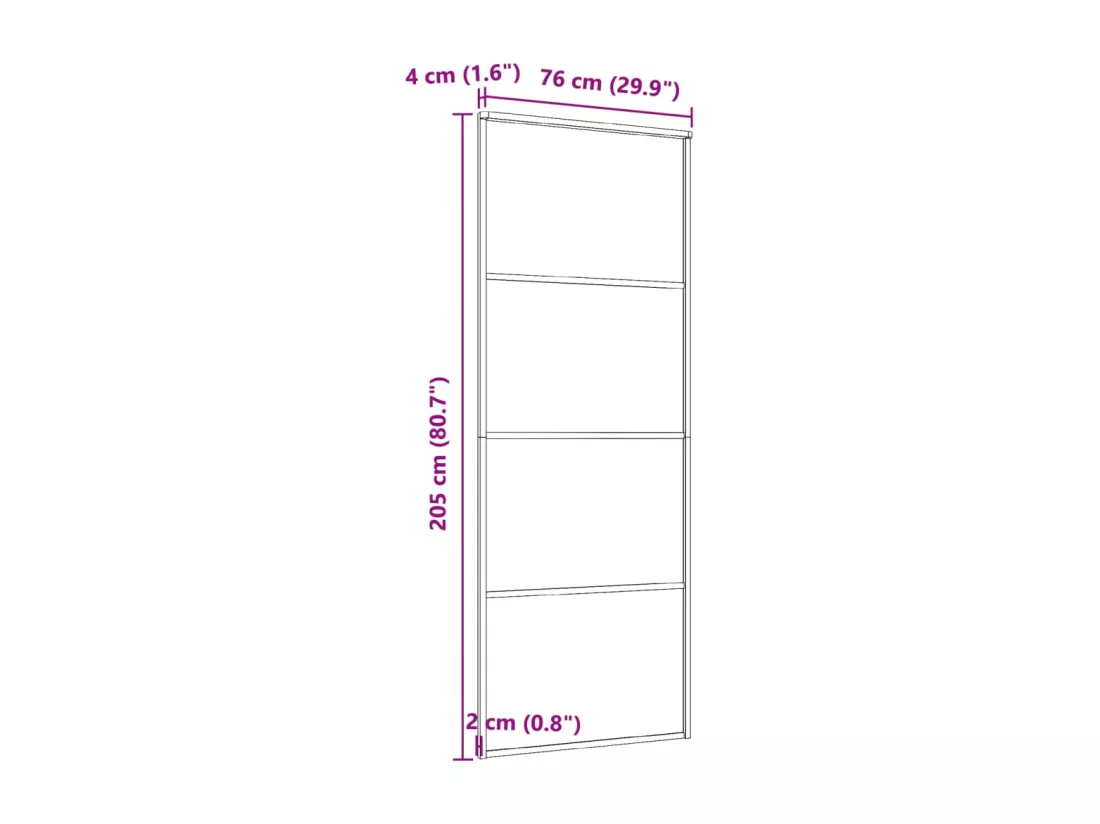Porte coulissante Verre ESG dépoli et aluminium 76x205 cm Blanc