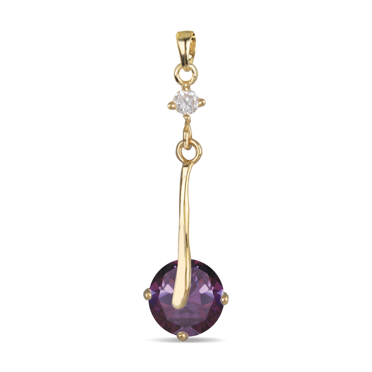 Pendentif plaqué or avec améthyste et cubic zirconia