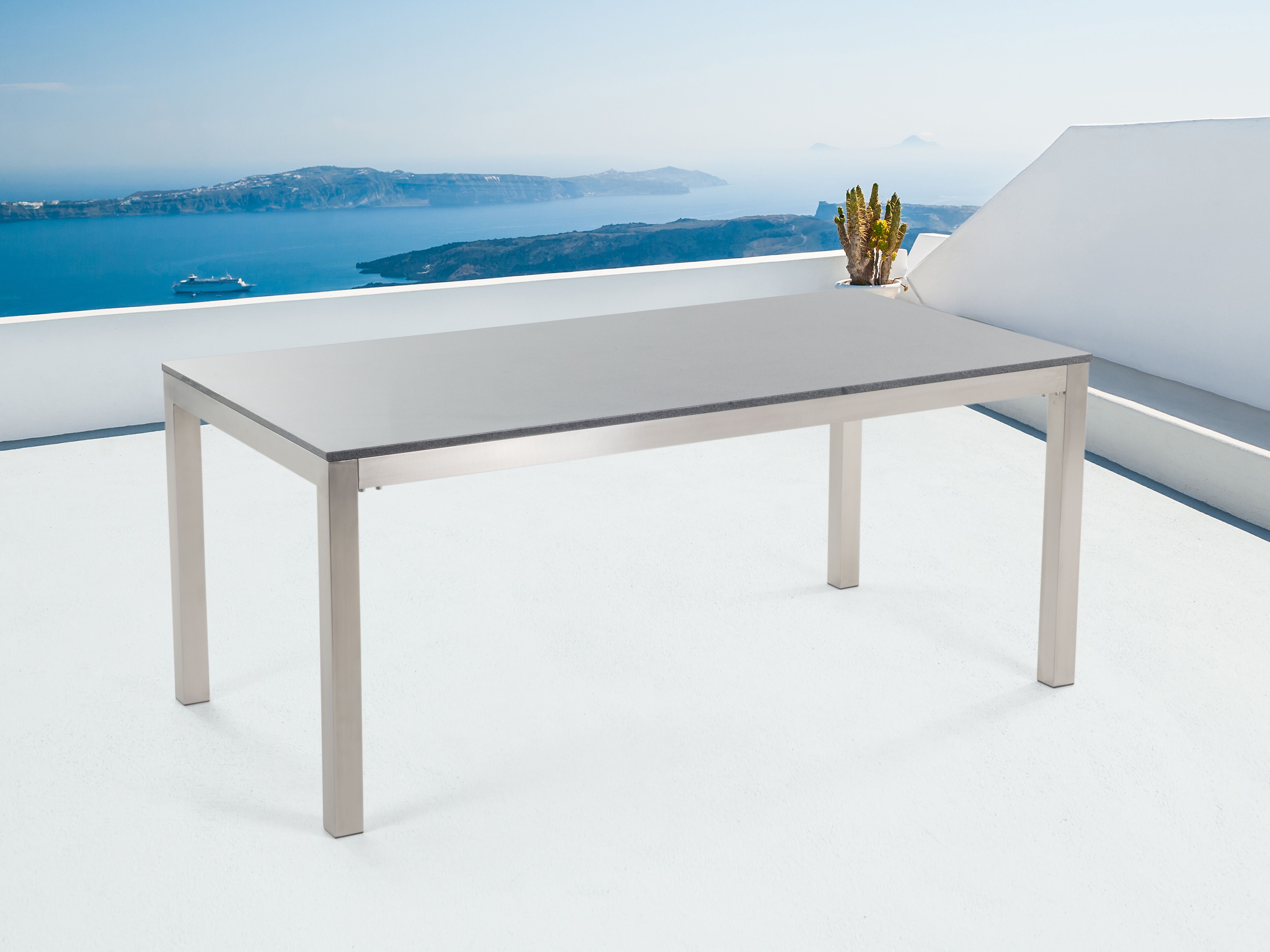 Tuin eettafel GROSSETO 180 cm 90 cm Gepolijst Graniet Grijs