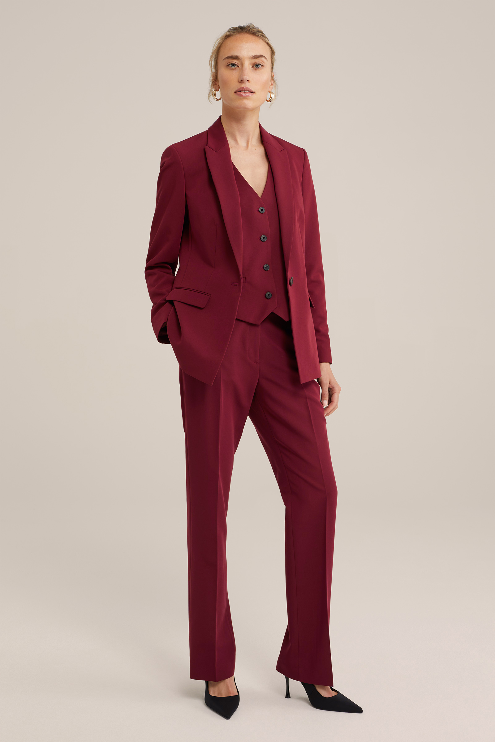 flared pantalon WE Fashion Donkerrood