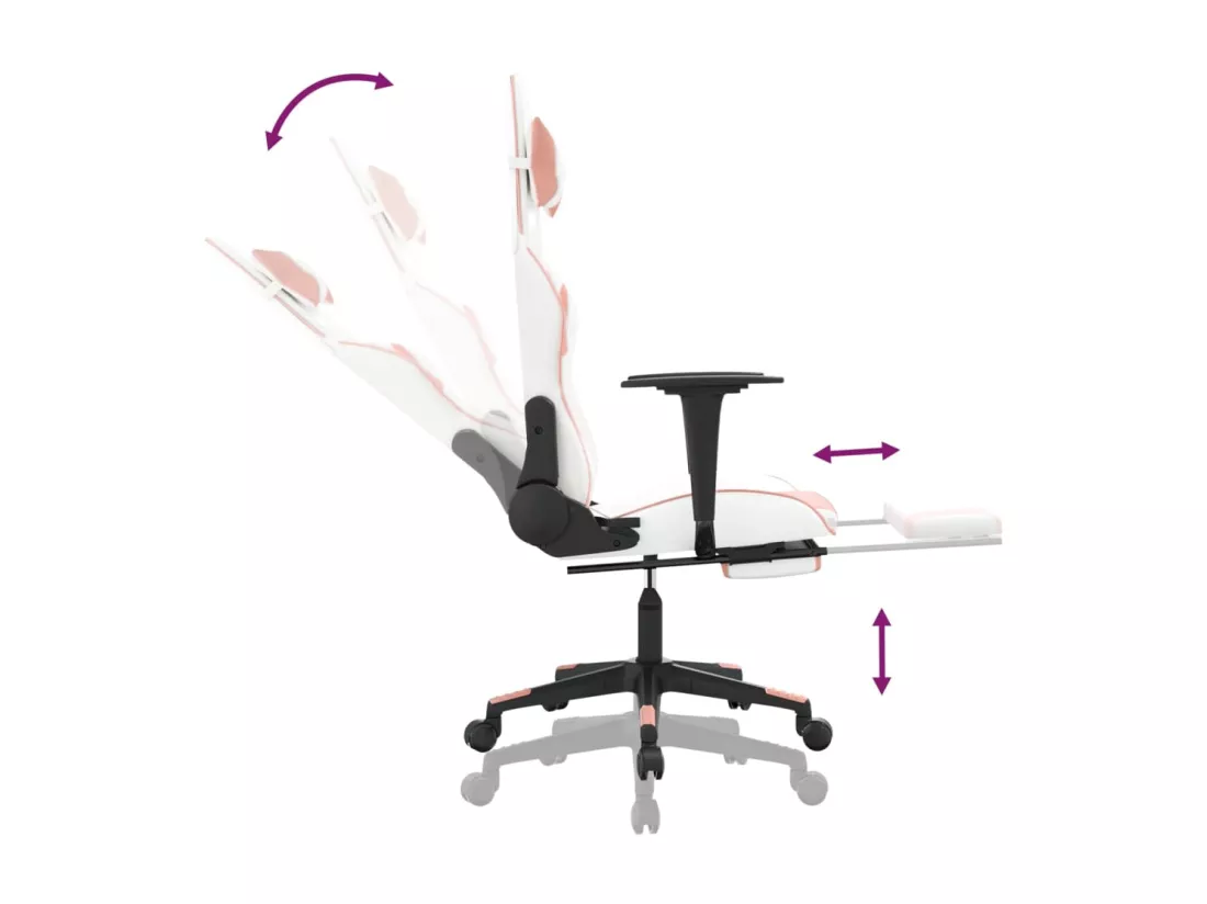 Chaise de jeu avec repose-pied Blanc et rose Similicuir