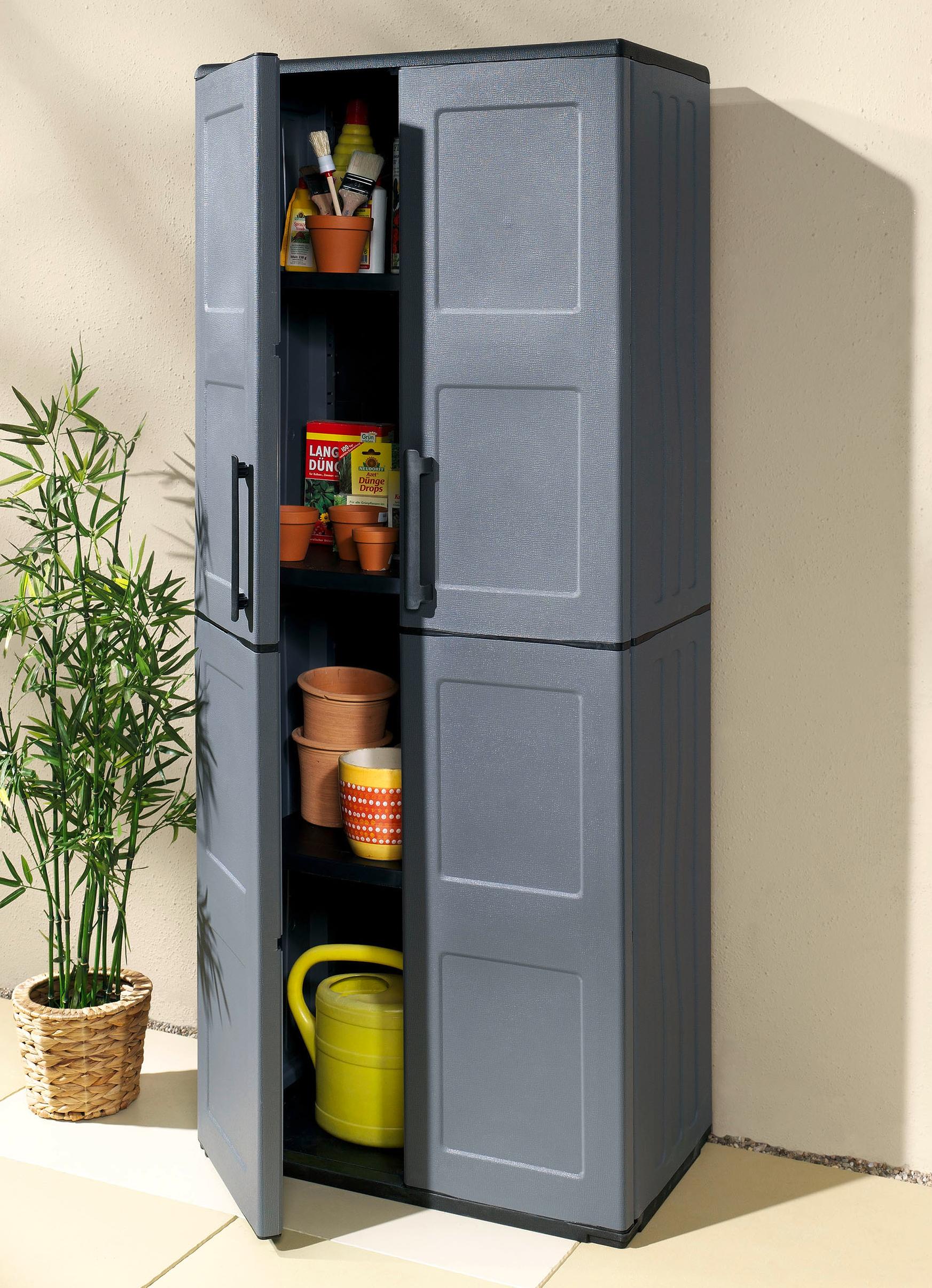 Gartenschrank mit soliden Stahlscharnieren