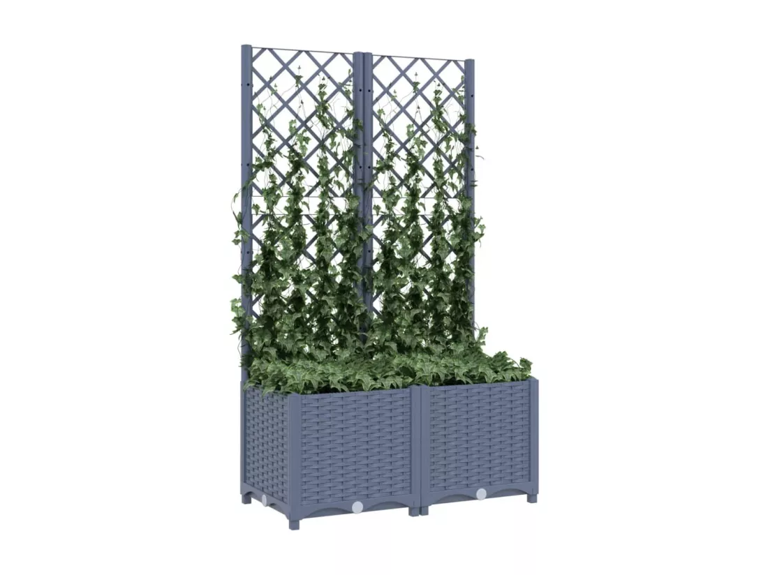 Jardinière avec treillis Gris foncé 80x40x136 cm PP