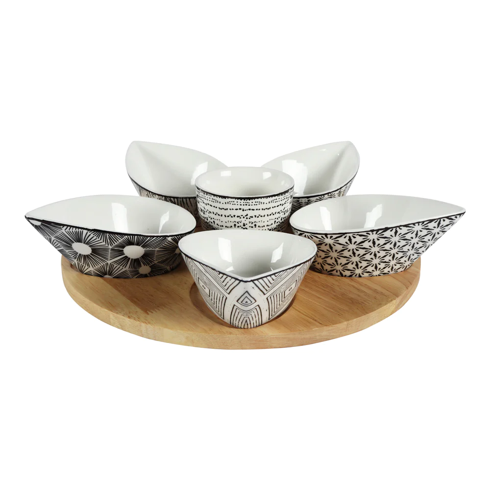Service apéritif goutte 7 pièces Evora en porcelaine Table passion