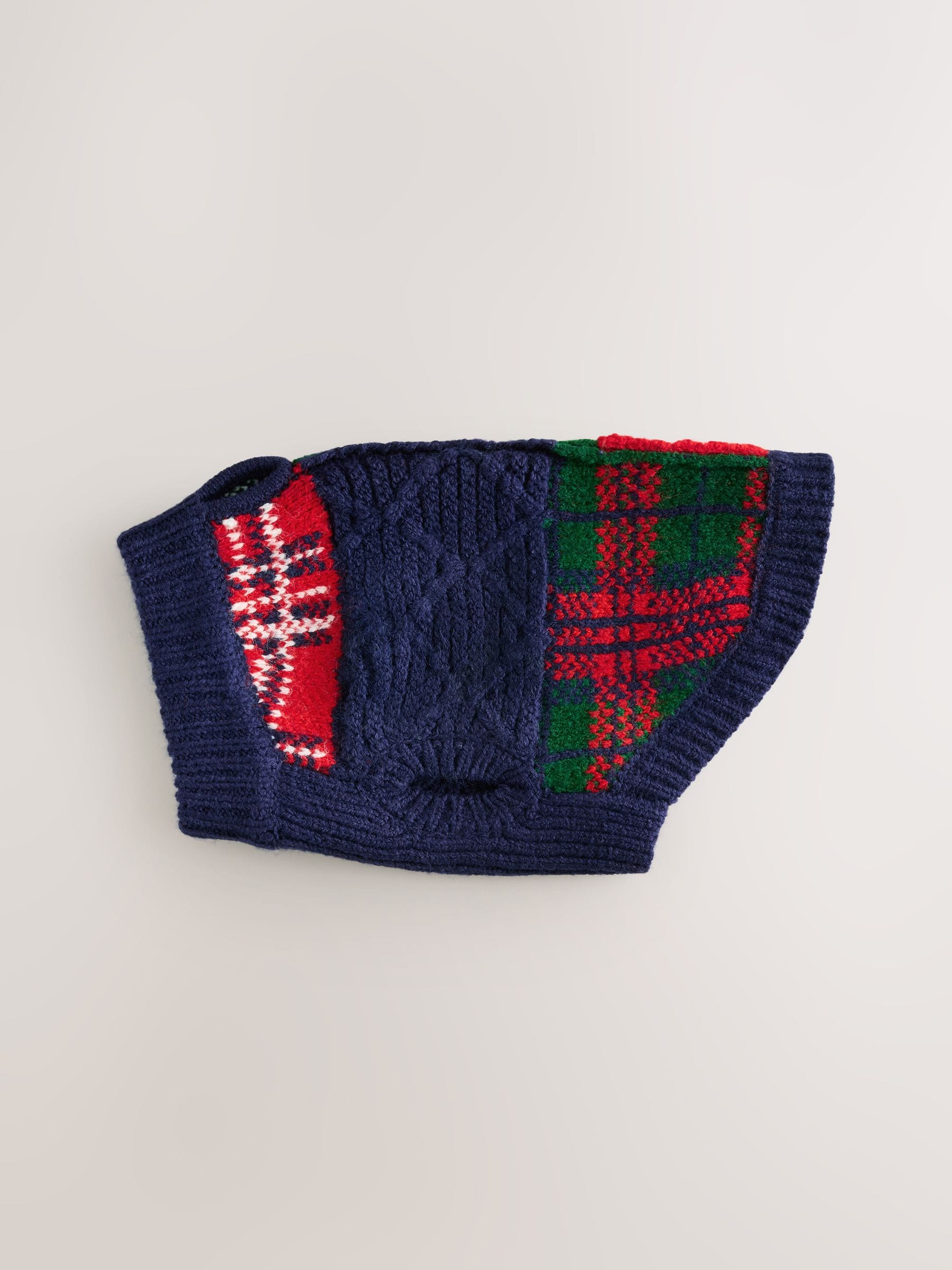 Navy Multi Patched - Gebreide hondentrui