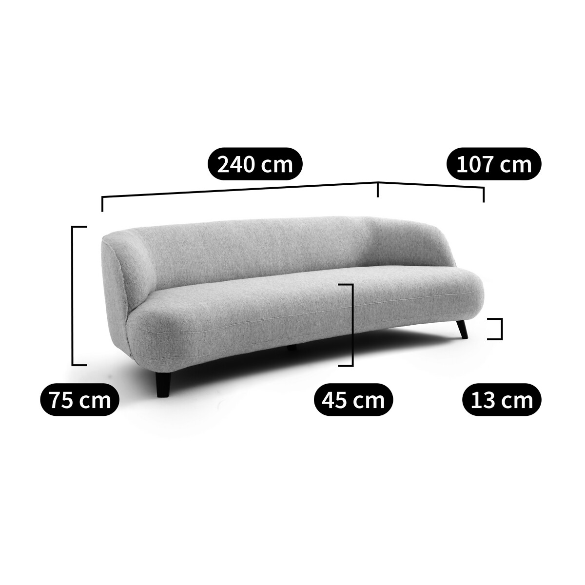 AM.PM<br>Sofá de 5 lugares em tecido bouclé Rosebury, design de E.Gallina