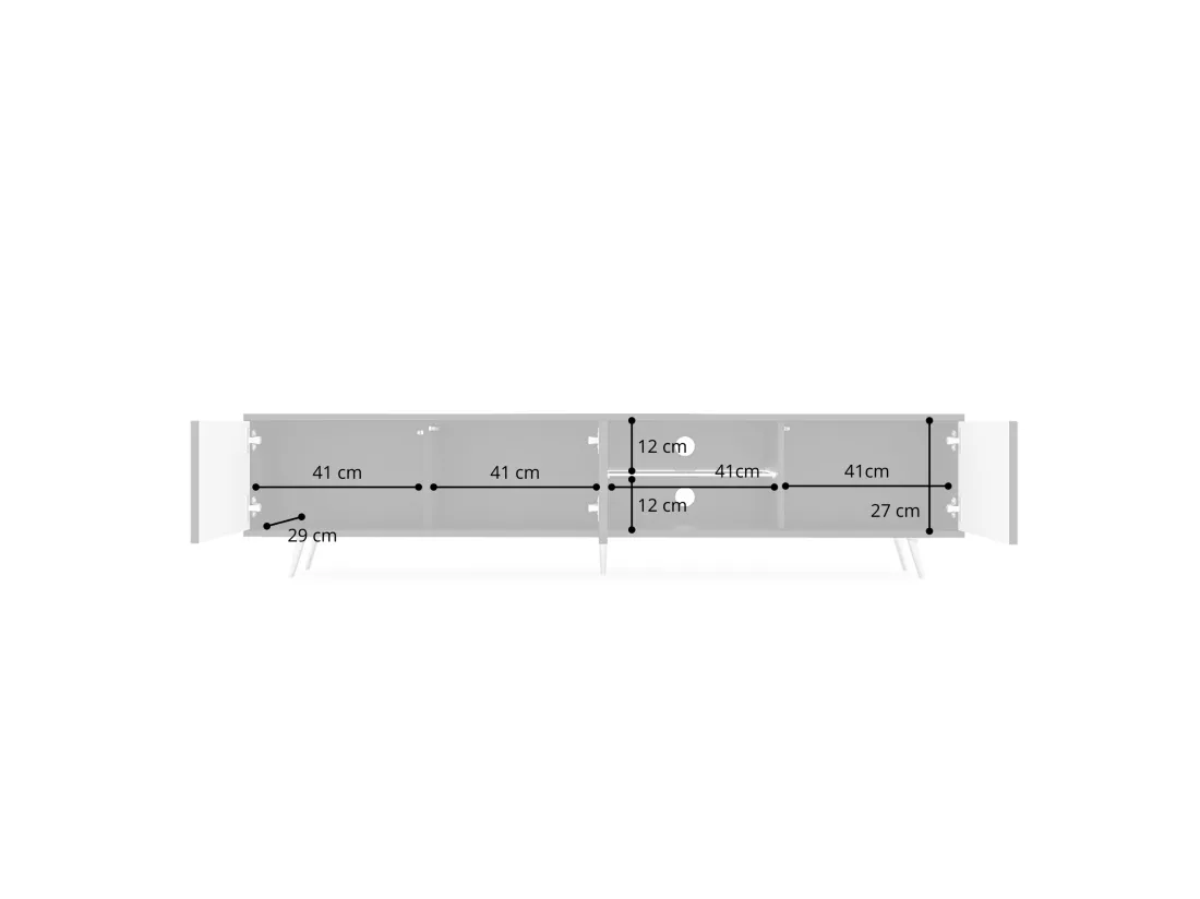 Meuble TV - 175 cm - motif du tressage viennois, pieds noirs - Bello