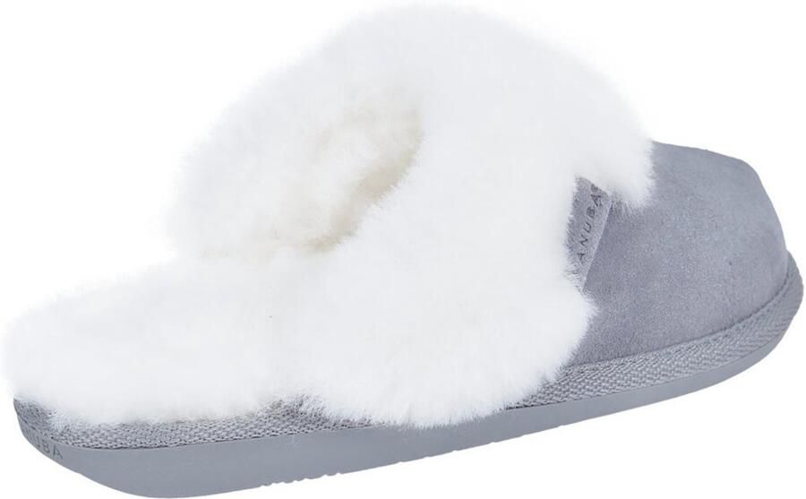 Vanuba Cashmere Sloffen Grijs-wit