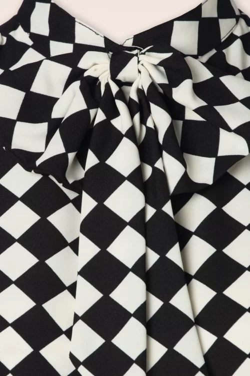 Vixen Harlequin blouse in zwart en wit