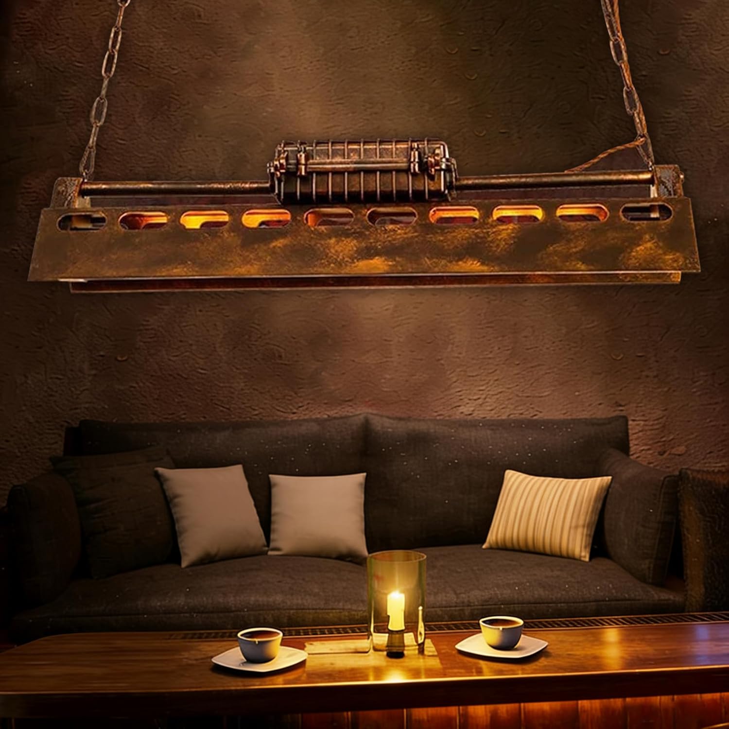 H.W.S Vintage Pendelleuchte industrial Eisen-Stil Hängelampe Esstisch E27 Pendellampe Retro Hängeleuchte Höhenverstellbar Kronleuchter Rostfarbe für Wohnzimmer Esszimmer schlafzimmer küche (Ø 80 Cm)