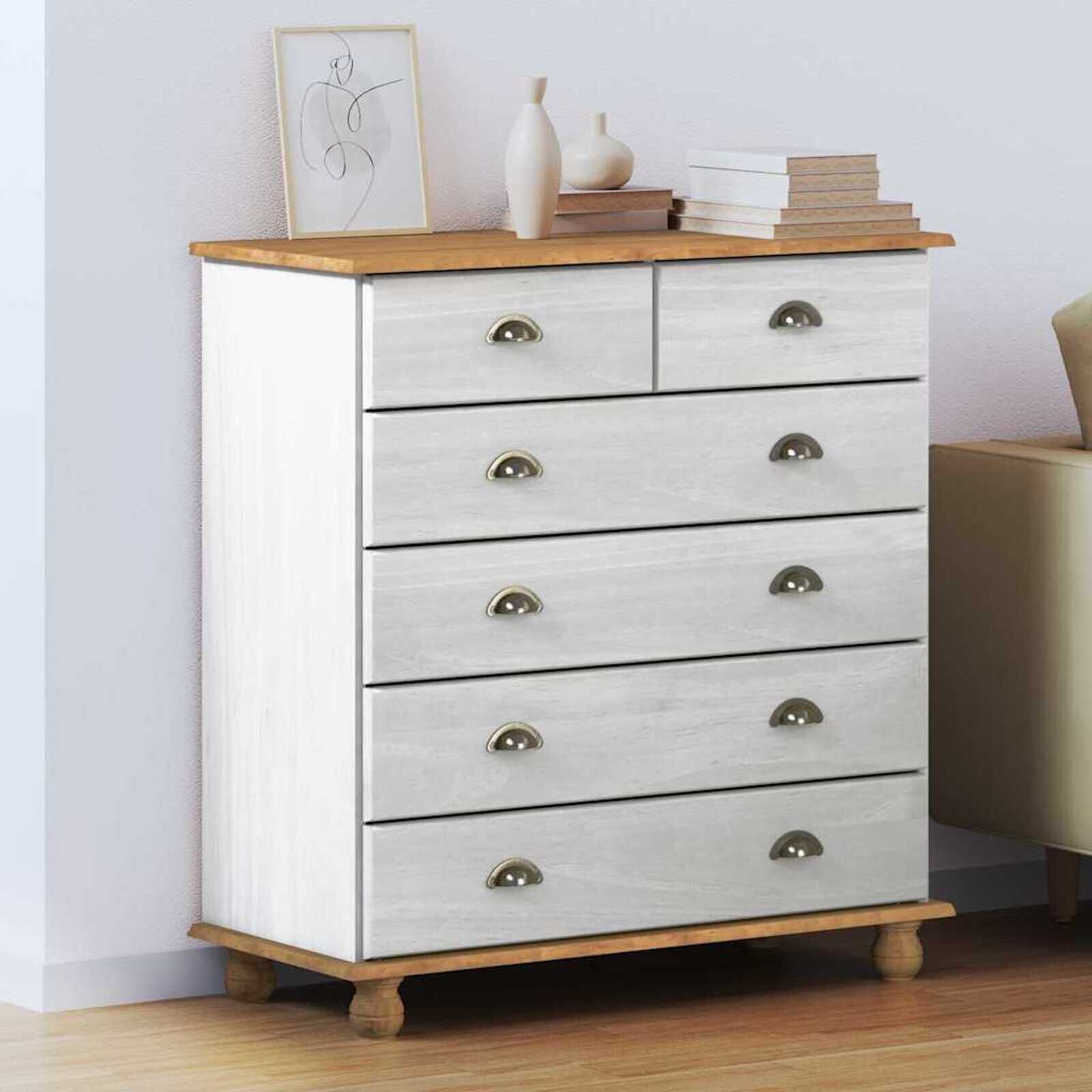 vidaXL ASKIM Ladenkast Wit 91 x 40 x 95,5 cm Massief grenenhout