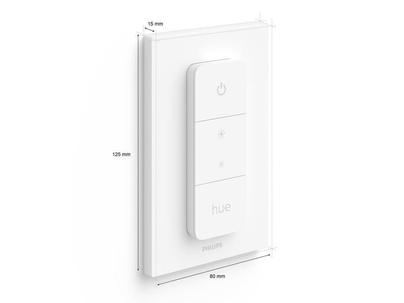 Philips Hue Zubehör Dimmschalter V2 Weiss Einzelwand-Schalter zur Erweiterung des bestehenden Hue-Systems
