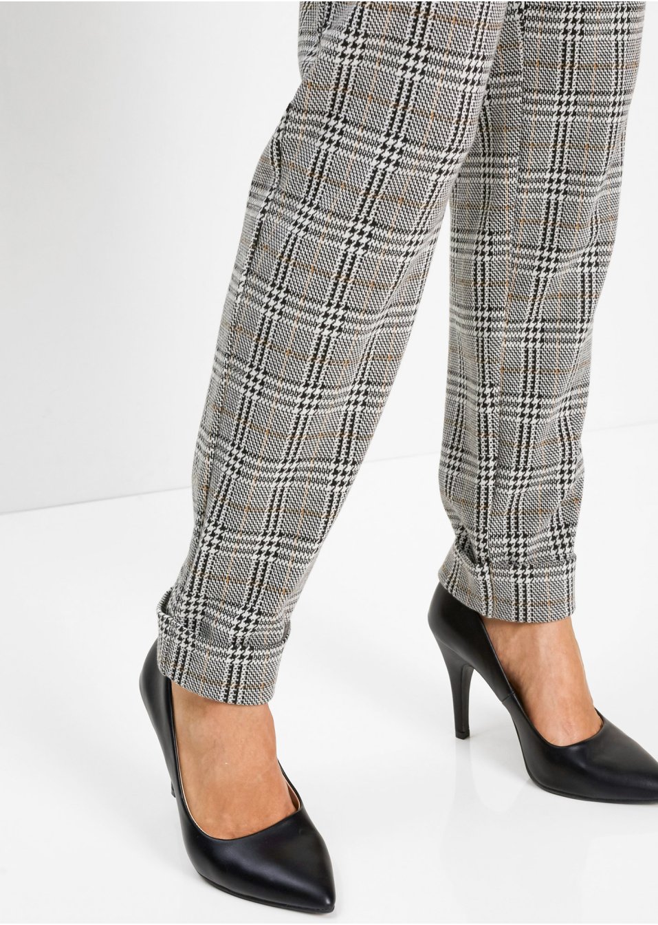 Pantalon taille extensible à carreaux Prince de Galles