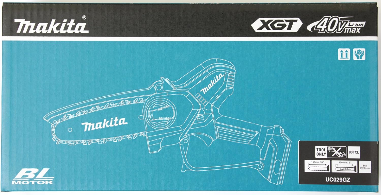 Akku-Astsäge, 40V, 15 cm Schnittlänge, 8 m/s Kettengeschwindigkeit, Petrol-Schwarz UC029GZ