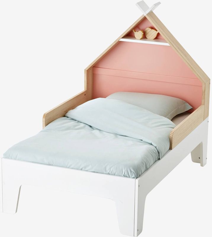 TIPILI - Kinderbed om te Groeien - Wit - 90 x 190 cm - Met Dubbelzijdig Hoofdeinde