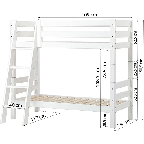 Hoppekids ECO Luxury køjeseng med skrå stige 70x160 cm