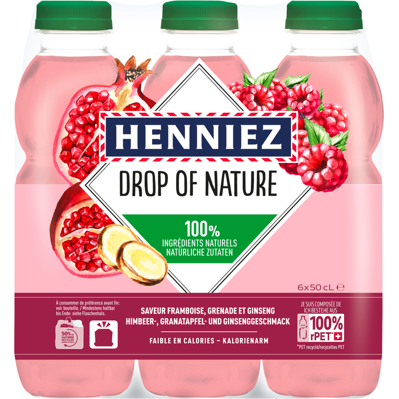 Henniez Wasser Drop of Nature Himbeer, ohne Kohlensäure, 50 cl, 6 Stück