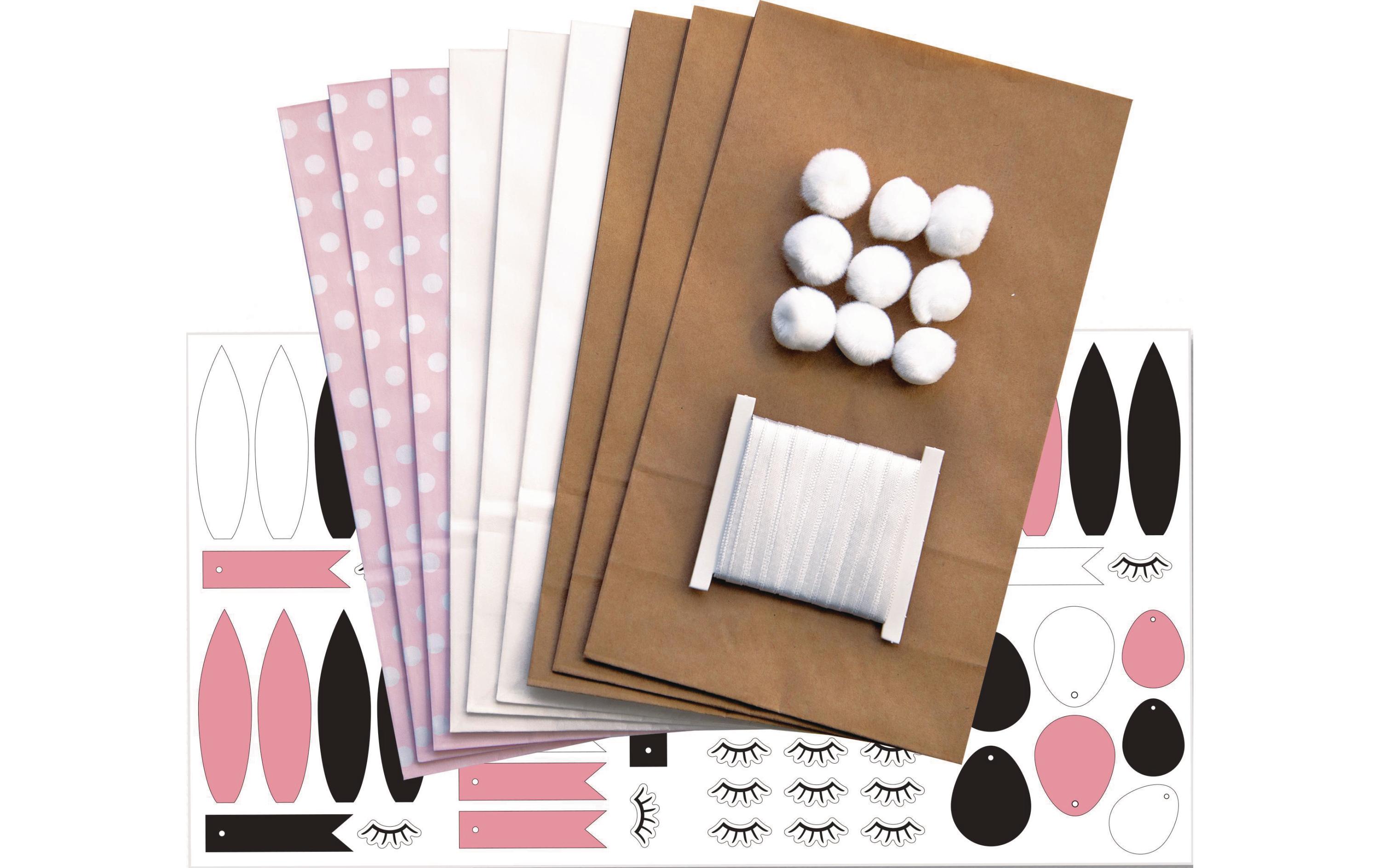Bastelset Häschen, 9 StückPapiertüten-Set Häschen
