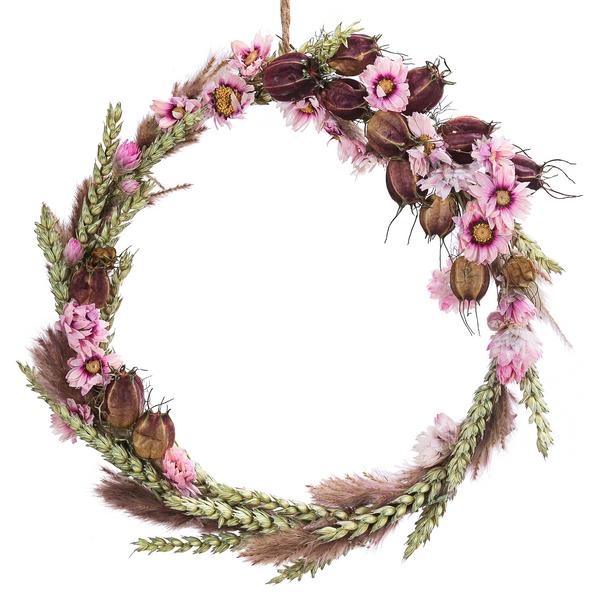 Dehner Trockenblumenkranz DIY Set Rosa