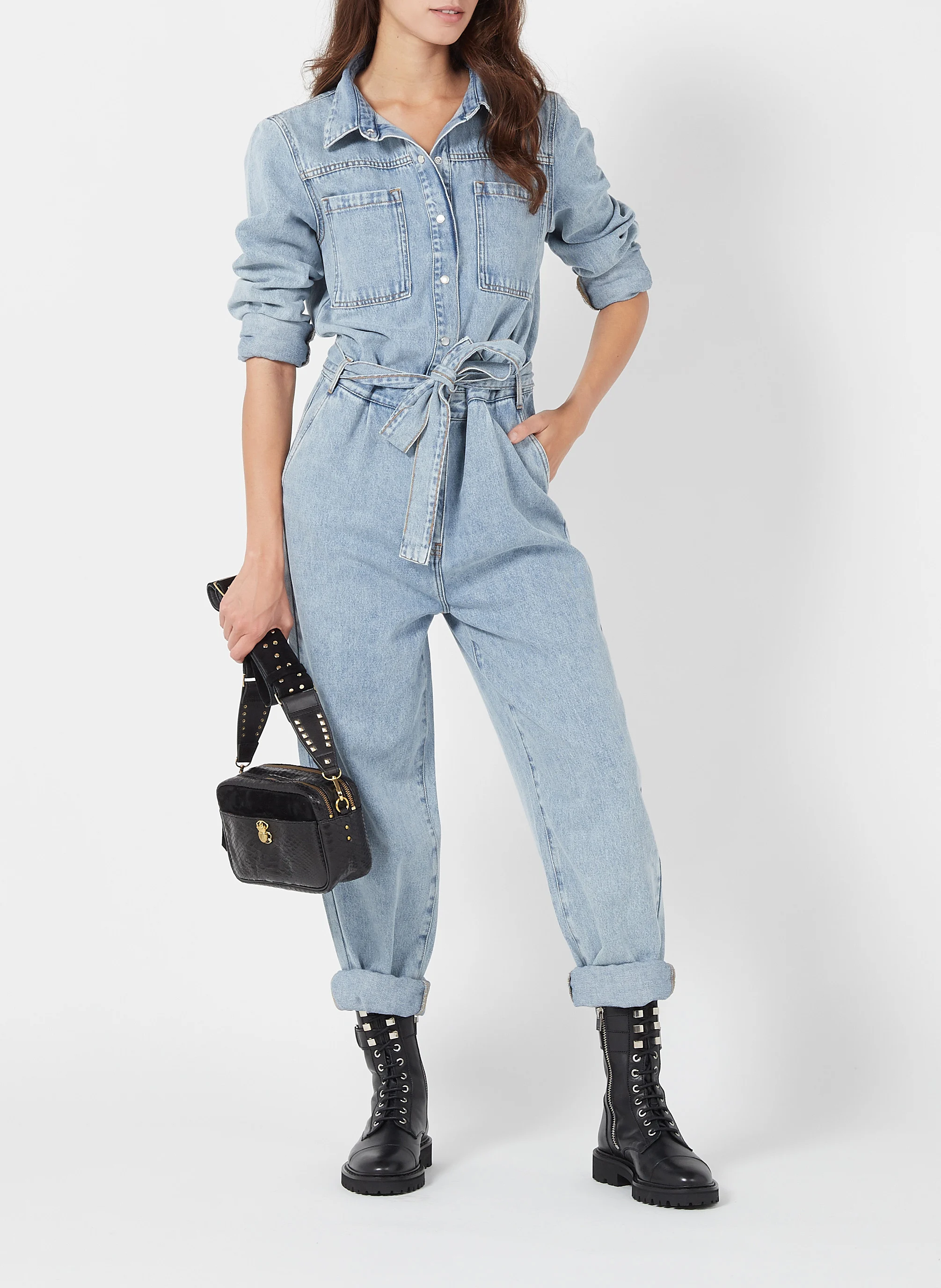 LILY - Sac bandoulière en python | Noir