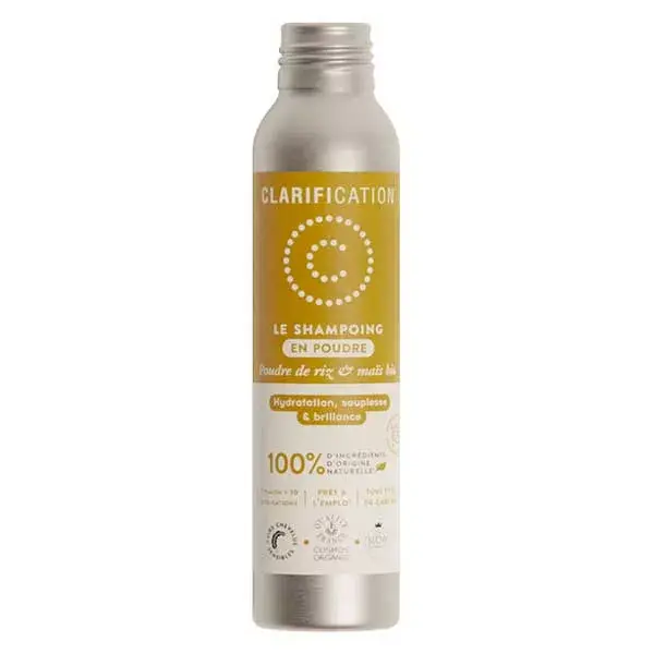 Shampoo em pó natural clarificante com arroz orgânico e ácido hialurônico 40g