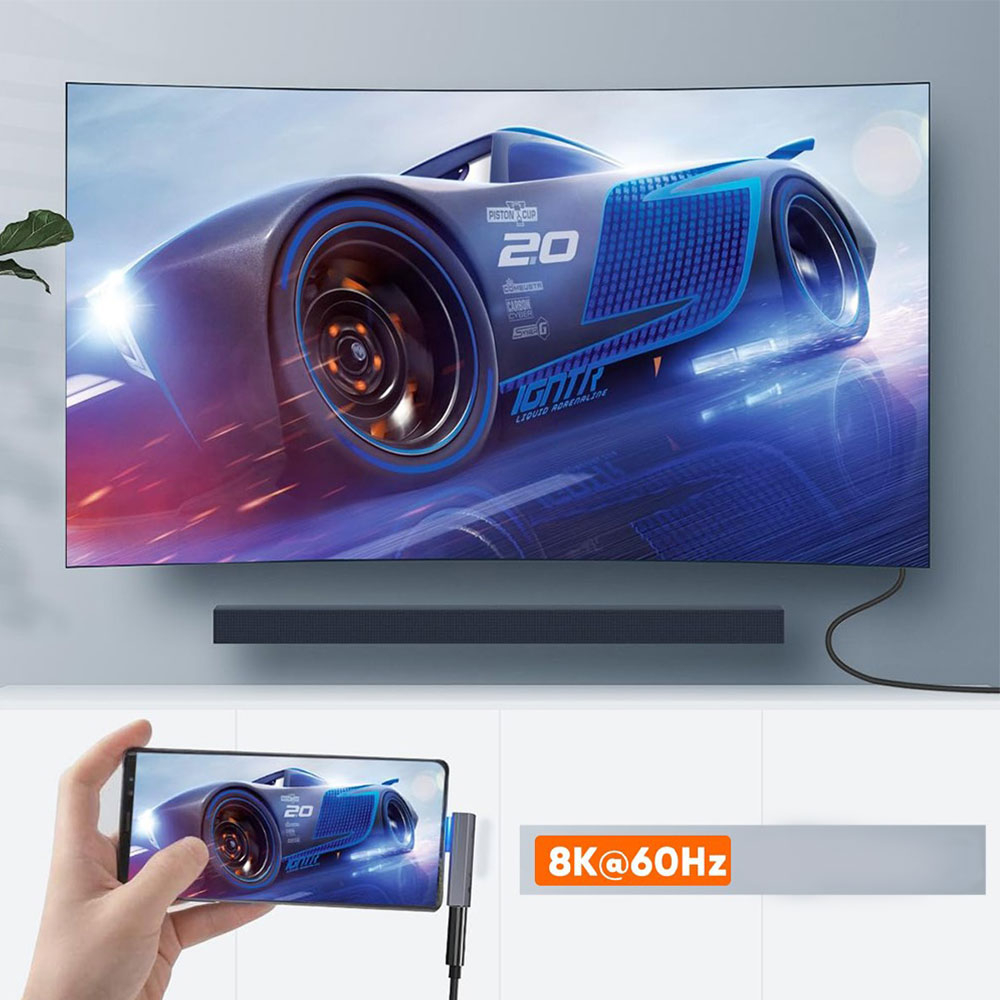 (240W) USB C (m) auf USB C (w) Daten und Schnelllade-Adapter Stecker 90 Grad-Winkel 40 Gbit/s (8K@60Hz) - Grau