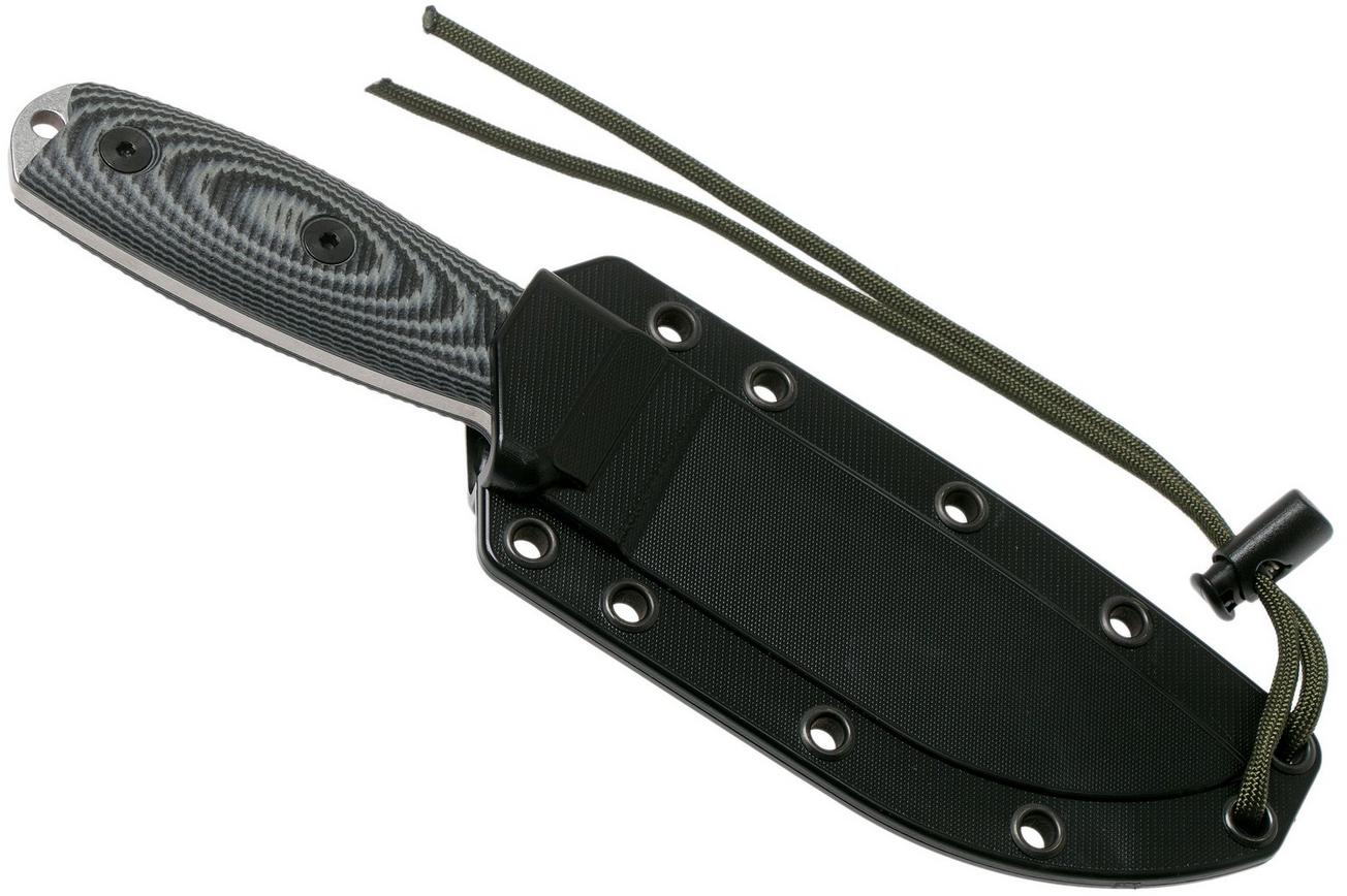 ESEE Model 4 Plain Edge S35VN, Grey Black G10 3D Handle 4P35V-002 met schede   clip